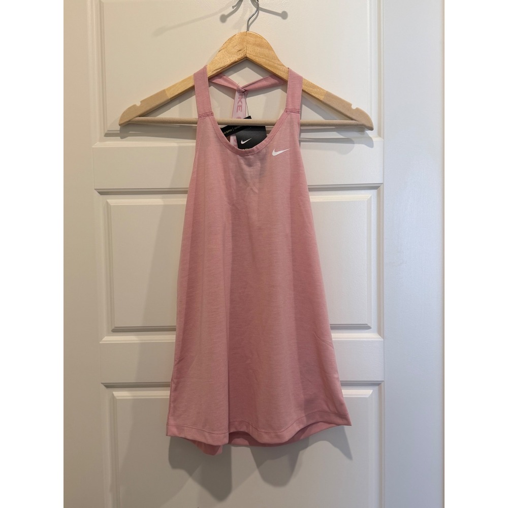 Nike Tank Top Workout Women XS Pink Dri-FIT Elastic Logo Racerback